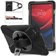 For Lenovo Tab M11 /Xiaoxin Pad 11 2024 Rotatable Holder Silicone Hybrid PC Tablet Case with Shoulder Strap(Black) - free shipping - PMC Jewellery - Order now!