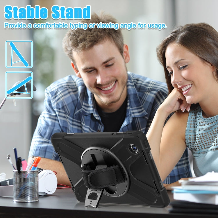 For Lenovo Tab M11 /Xiaoxin Pad 11 2024 Rotatable Holder Silicone Hybrid PC Tablet Case with Shoulder Strap(Black)
