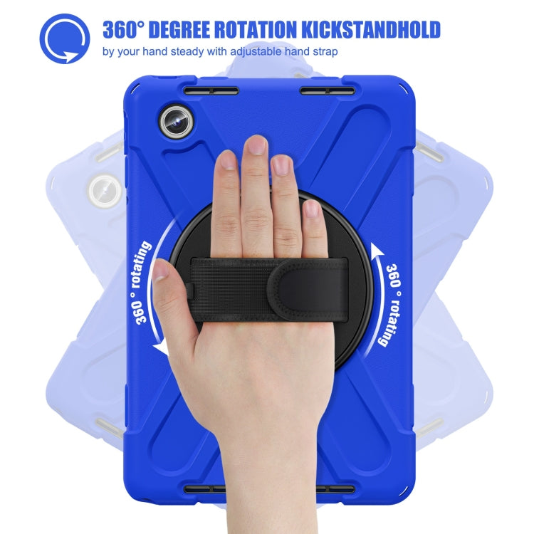 For Lenovo Tab M11 /Xiaoxin Pad 11 2024 Rotatable Holder Silicone Hybrid PC Tablet Case with Shoulder Strap(Blue) - free shipping - PMC Jewellery - Order now!