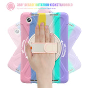For Lenovo Tab M11 /Xiaomi Pad 11 2024 Rotatable Holder Silicone Hybrid PC Tablet Case with Shoulder Strap(Colorful Pink)