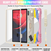 For Lenovo Tab M11 /Xiaomi Pad 11 2024 Rotatable Holder Silicone Hybrid PC Tablet Case with Shoulder Strap(Colorful Pink)