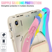 For Lenovo Tab M11 /Xiaomi Pad 11 2024 Rotatable Holder Silicone Hybrid PC Tablet Case with Shoulder Strap(Colorful Pink)