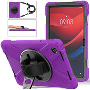 For Lenovo Tab M11 /Xiaomi Pad 11 2024 Rotatable Holder Silicone Hybrid PC Tablet Case with Shoulder Strap(Purple)