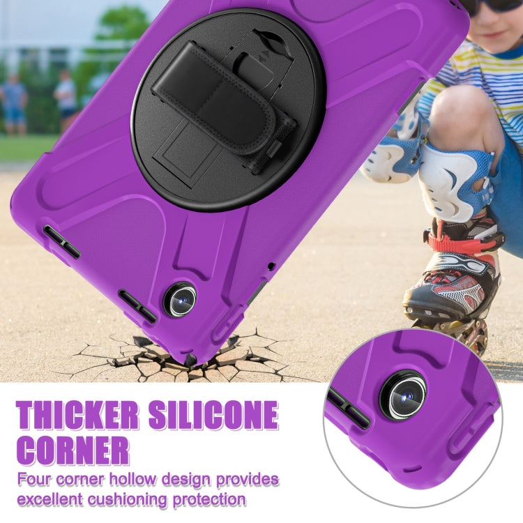 For Lenovo Tab M11 /Xiaomi Pad 11 2024 Rotatable Holder Silicone Hybrid PC Tablet Case with Shoulder Strap(Purple)