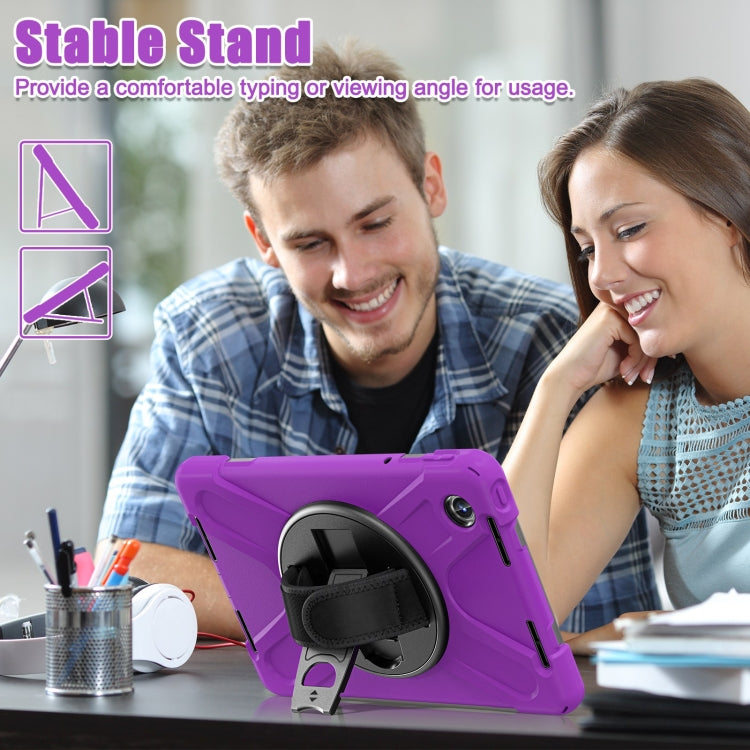 For Lenovo Tab M11 /Xiaomi Pad 11 2024 Rotatable Holder Silicone Hybrid PC Tablet Case with Shoulder Strap(Purple)