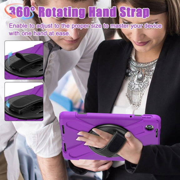 For Lenovo Tab M11 /Xiaomi Pad 11 2024 Rotatable Holder Silicone Hybrid PC Tablet Case with Shoulder Strap(Purple)