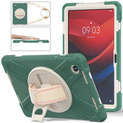 For Lenovo Tab M11 /Xiaomi Pad 11 2024 Rotatable Holder Silicone Hybrid PC Tablet Case with Shoulder Strap(Emerald Green)
