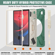 For Lenovo Tab M11 /Xiaomi Pad 11 2024 Rotatable Holder Silicone Hybrid PC Tablet Case with Shoulder Strap(Emerald Green)