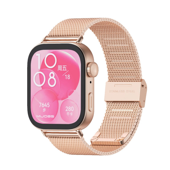 For Huawei Watch Fit3 MIJOBS Milan Buckle Stainless Steel Watch Band(Rose Gold)