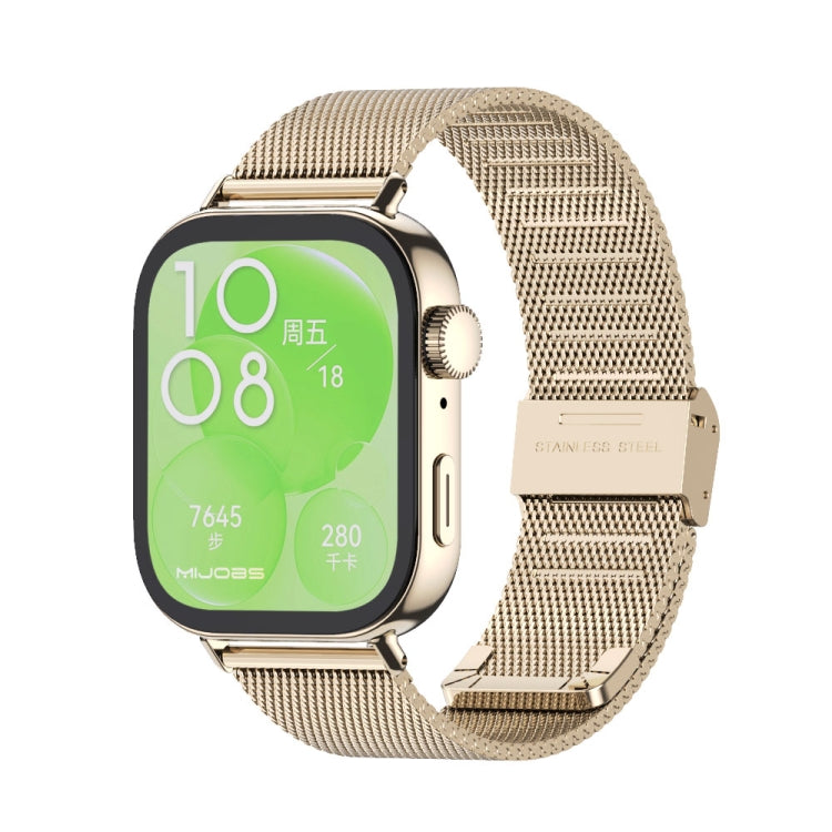 For Huawei Watch Fit3 MIJOBS Milan Buckle Stainless Steel Watch Band(Light Gold) - Watch Bands by MIJOBS | Online Shopping South Africa | PMc TechLife | Buy Now Pay Later Mobicred