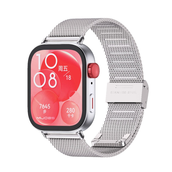 For Huawei Watch Fit3 MIJOBS Milan Buckle Stainless Steel Watch Band(Silver)