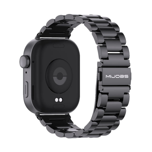 For Huawei Watch Fit3 MIJOBS Three-Beads Stainless Steel Watch Band(Black)