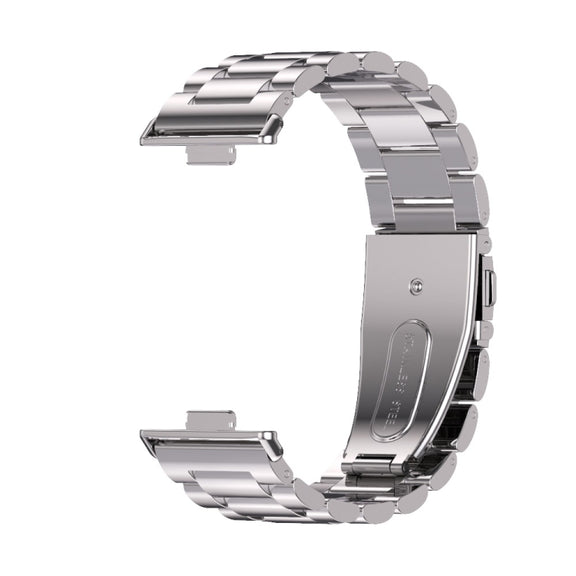 For Huawei Watch Fit3 MIJOBS Three-Beads Stainless Steel Watch Band(Silver)