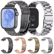 For Huawei Watch Fit3 MIJOBS Three-Beads Stainless Steel Watch Band(Silver)