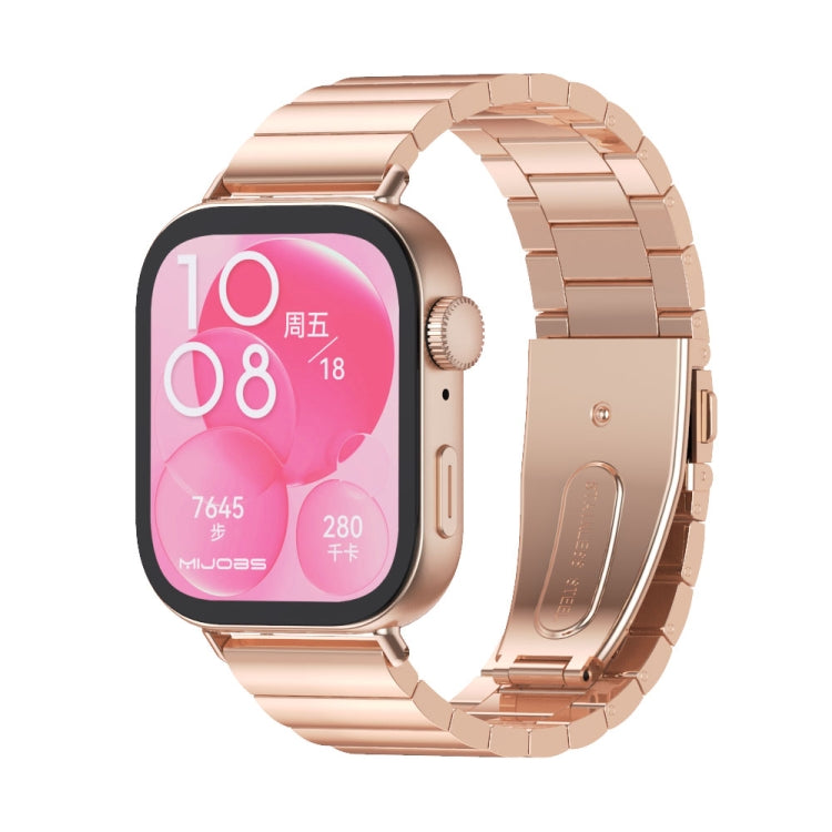 For Huawei Watch Fit3 MIJOBS Bamboo Stainless Steel Watch Band(Rose Gold) - free shipping - PMc TechLife - Order now!