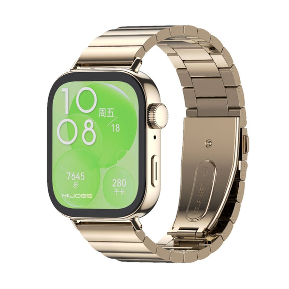 For Huawei Watch Fit3 MIJOBS Bamboo Stainless Steel Watch Band(Light Gold)