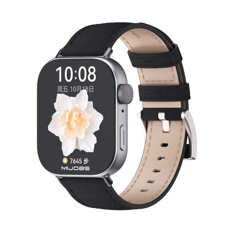 For Huawei Watch Fit3 MIJOBS Genuine Leather Watch Band(Black) - Watch Bands by MIJOBS | Online Shopping South Africa | PMc TechLife | Buy Now Pay Later Mobicred