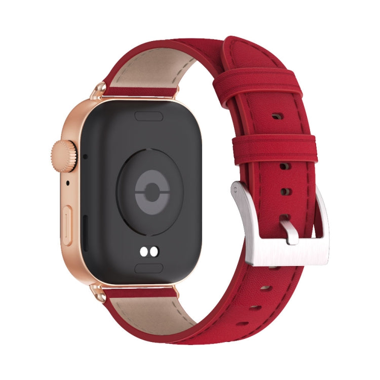 For Huawei Watch Fit3 MIJOBS Genuine Leather Watch Band(Red Rose Gold)