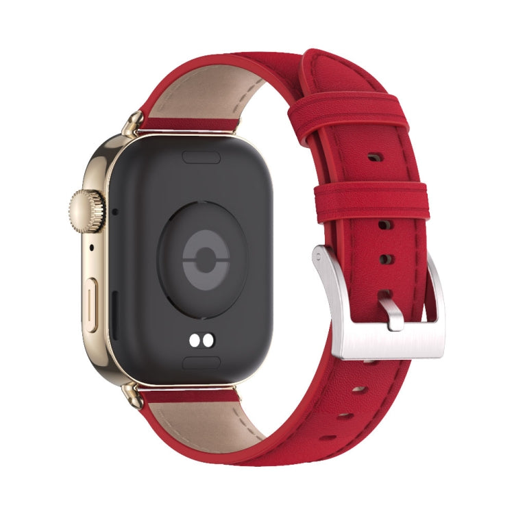 For Huawei Watch Fit3 MIJOBS Genuine Leather Watch Band(Red Light Gold)