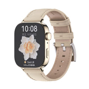 For Huawei Watch Fit3 MIJOBS Genuine Leather Watch Band(Beige Light Gold)