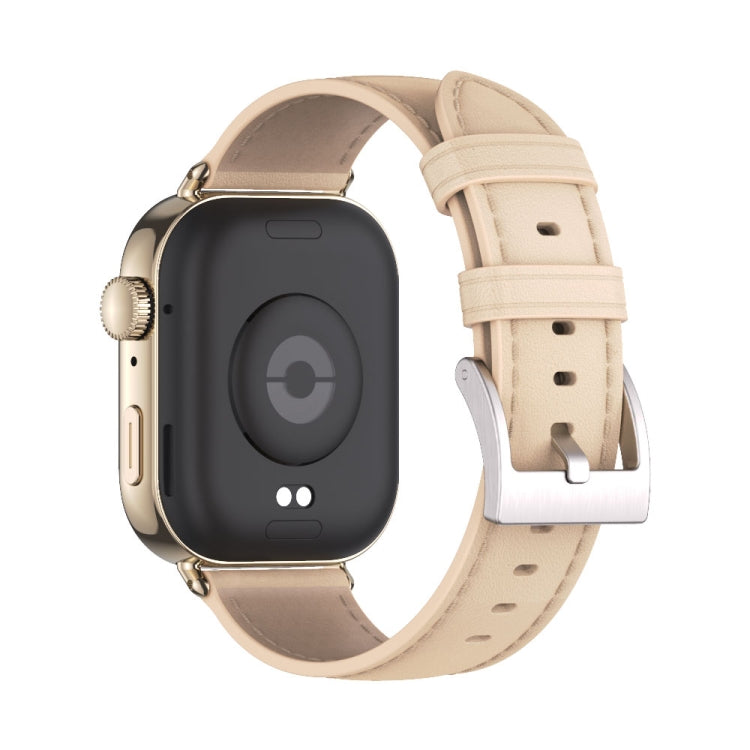 For Huawei Watch Fit3 MIJOBS Genuine Leather Watch Band(Beige Light Gold)