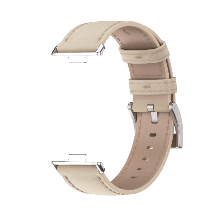 For Huawei Watch Fit3 MIJOBS Genuine Leather Watch Band(Beige Silver) - free shipping - PMc TechLife - Order now!