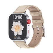 For Huawei Watch Fit3 MIJOBS Genuine Leather Watch Band(Beige Silver)