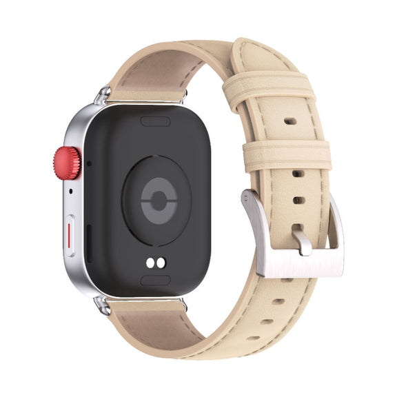 For Huawei Watch Fit3 MIJOBS Genuine Leather Watch Band(Beige Silver)