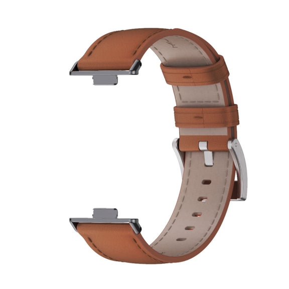 For Huawei Watch Fit3 MIJOBS Genuine Leather Watch Band(Brown Black)