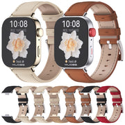 For Huawei Watch Fit3 MIJOBS Genuine Leather Watch Band(Black Silver)