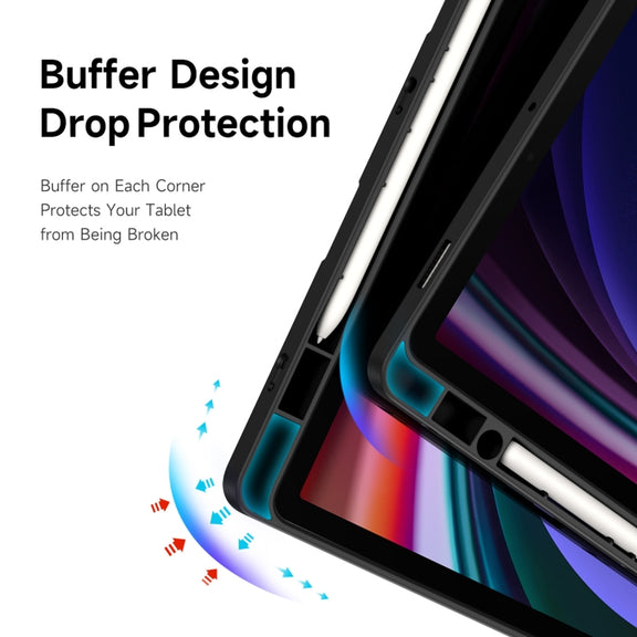 For Samsung Galaxy Tab S9 / S9 FE DUX DUCIS Magi Series Smart Leather Tablet Case(Black)