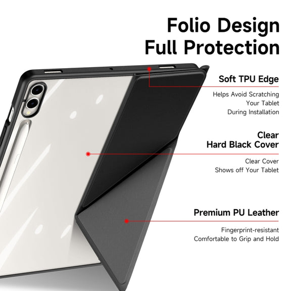For Samsung Galaxy Tab S9+ / S9 FE+ DUX DUCIS Magi Series Smart Leather Tablet Case(Black)