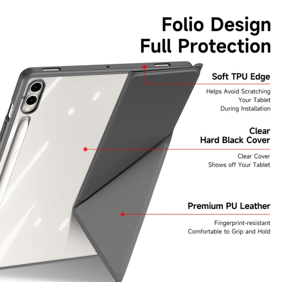 For Samsung Galaxy Tab S9+ / S9 FE+ DUX DUCIS Magi Series Smart Leather Tablet Case(Grey)