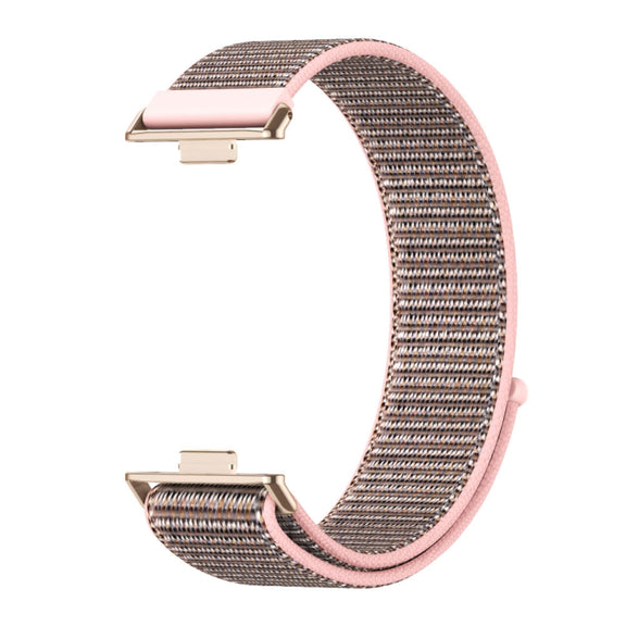 For Huawei Watch Fit3 MIJOBS Breathable Nylon Loop Watch Band(Pink Sand Rose Gold)