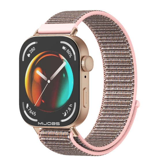 For Huawei Watch Fit3 MIJOBS Breathable Nylon Loop Watch Band(Pink Sand Rose Gold)