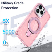 For iPhone 16 Plus Glitter Ring Holder MagSafe Phone Case(Purple)