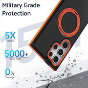 For Samsung Galaxy S24 Ultra 5G Dual-Color Skin Feel Rotating Holder Phone Case(Black)