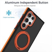 For Samsung Galaxy S24 Ultra 5G Dual-Color Skin Feel Rotating Holder Phone Case(Blue)