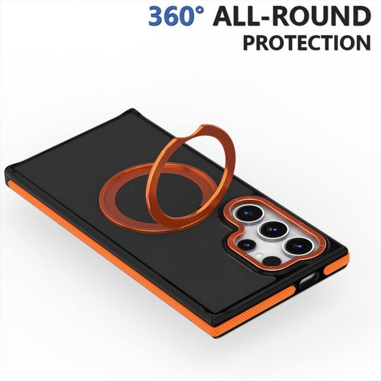 For Samsung Galaxy S24 Ultra 5G Dual-Color Skin Feel Rotating Holder Phone Case(Blue)