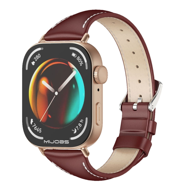 For Huawei Watch Fit3 MIJOBS Slim Genuine Leather Watch Band(Wine Red Rose Gold) - free shipping - PMC TechLife - Order now!