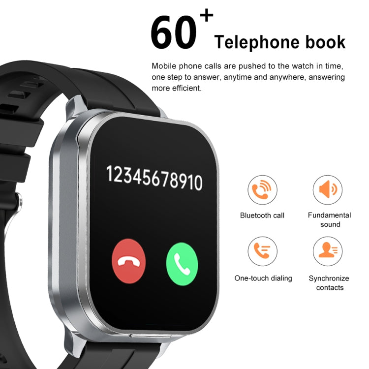 D8 Pro 2.01 inch 2 in 1 Bluetooth Earphone Silicone Strap Smart Watch, Support NFC with Cover(Space Grey) - Smart Watches by PMC TechLife | Online Shopping South Africa | PMC TechLife | Buy Now Pay Later Mobicred
