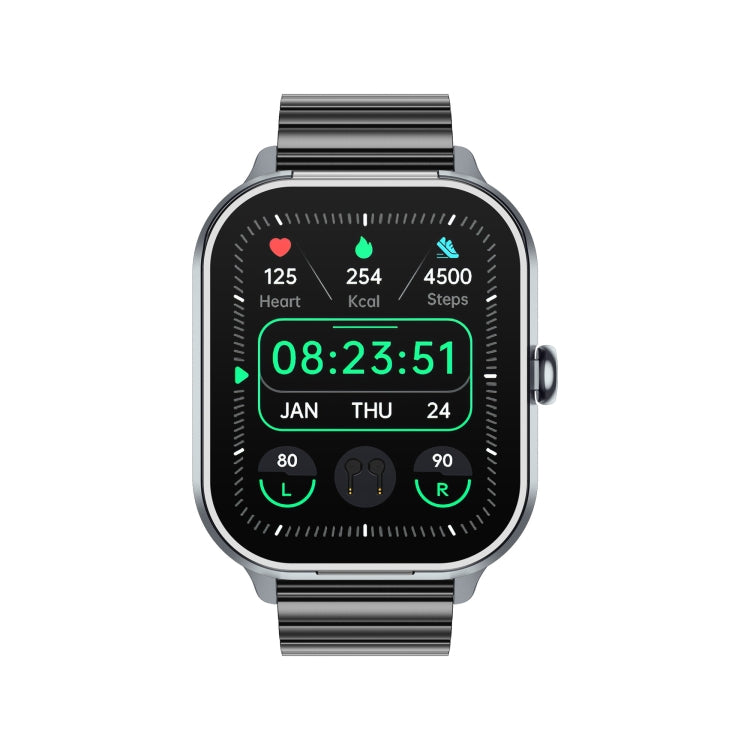 D8 Pro 2.01 inch 2 in 1 Bluetooth Earphone Steel Strap Smart Watch, Support NFC with Cover(Space Grey) - Smart Watches by PMC TechLife | Online Shopping South Africa | PMC TechLife | Buy Now Pay Later Mobicred