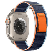 For Apple Watch Ultra 2 49mm Dual-Section Loop Nylon Watch Band(Dark Navy Blue)