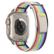 For Apple Watch Ultra 2 49mm Dual-Section Loop Nylon Watch Band(White Rainbow)