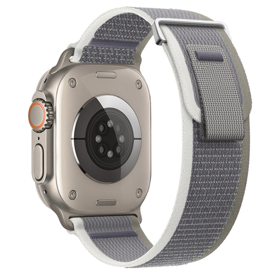 For Apple Watch Ultra 2 49mm Dual-Section Loop Nylon Watch Band(Green Grey)