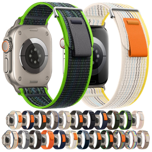 For Apple Watch Ultra 49mm Dual-Section Loop Nylon Watch Band(White Rainbow)