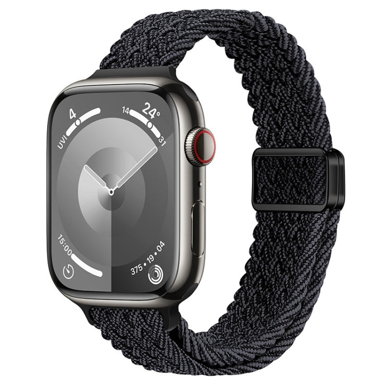 For Apple Watch SE 2023 44mm Slim Magnetic Buckle Nylon Braided Watch Band(Black Grey) - free shipping - PMc TechLife - Order now!