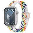 For Apple Watch Series 9 41mm Slim Magnetic Buckle Nylon Braided Watch Band(Z Pattern White Rainbow) - free shipping - PMc TechLife - Order now!