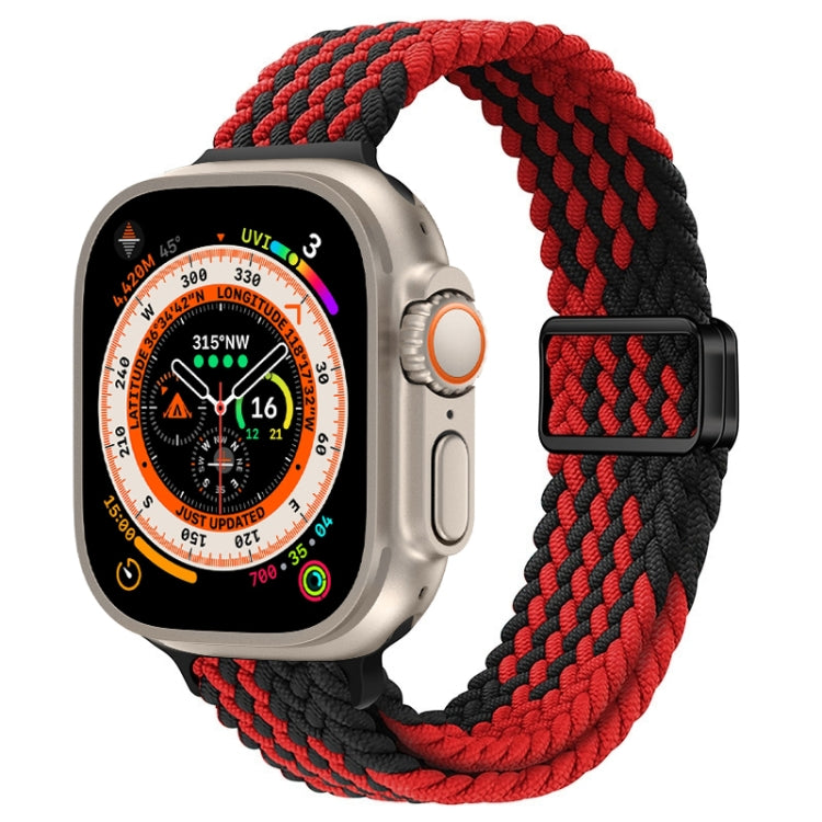 For Apple Watch Ultra 49mm Slim Magnetic Buckle Nylon Braided Watch Band(Z Pattern Black Red) - free shipping - PMC Jewellery - Order now!