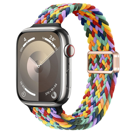 For Apple Watch SE 2022 40mm Slim Magnetic Buckle Nylon Braided Watch Band(W Pattern Colorful) - free shipping - PMC Jewellery - Order now!